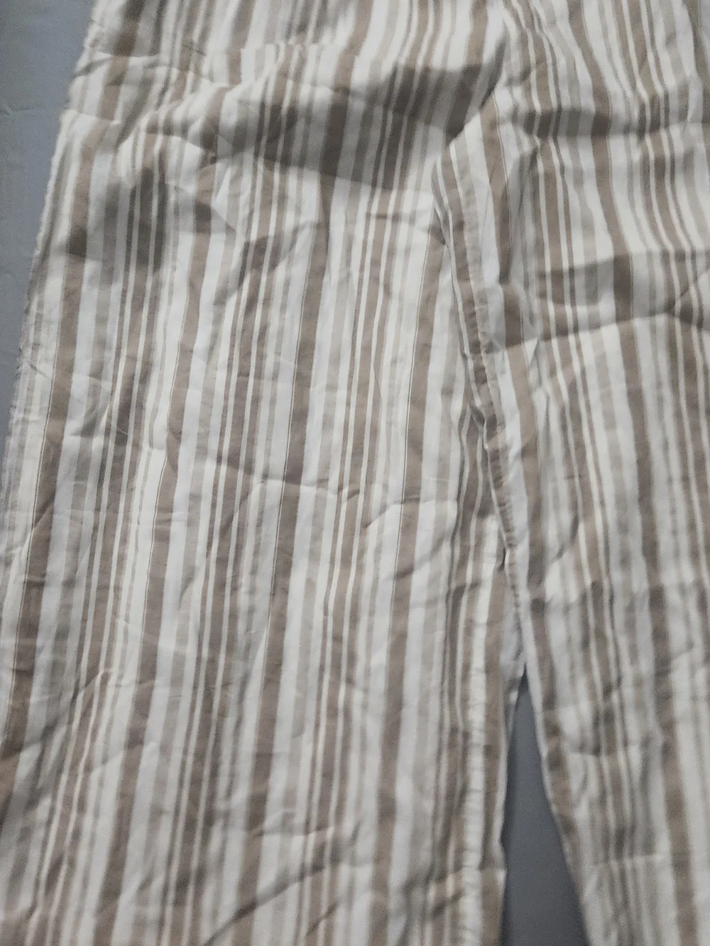 Coastal Striped Wide Leg Pants Light Beige 100% Cotton Plus Size 02X
